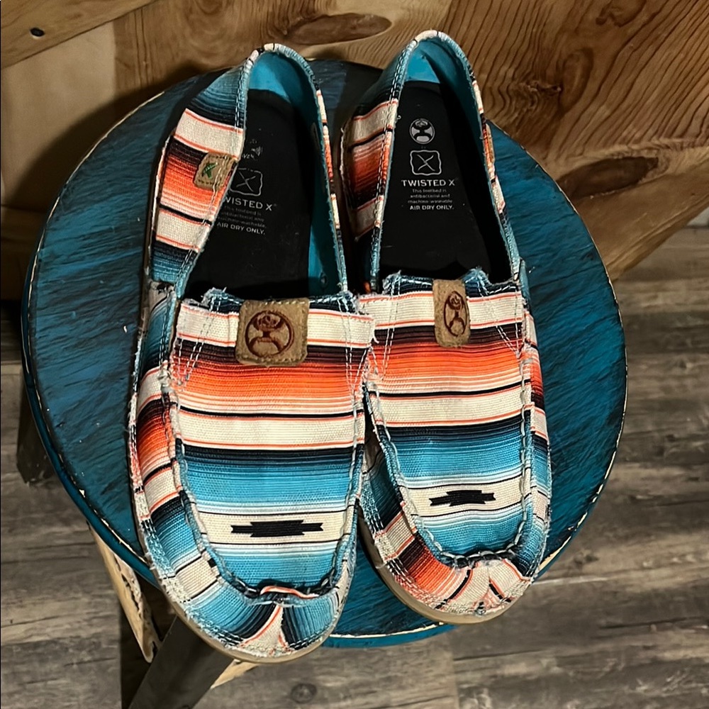 Twisted X Vibrant Red and Orange Slip-On Loafers